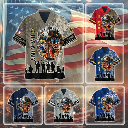 Premium American Pride U.S with Camo Veterans Hawaiian Shirt , Gifts for veterans