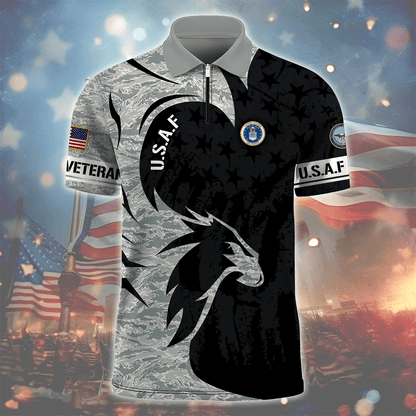 U.SApparel - Armed Force Veterans - Zipper Polo shirt , Gifts for veterans