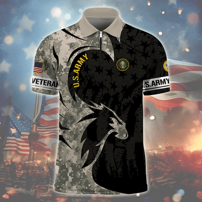U.SApparel - Armed Force Veterans - Zipper Polo shirt , Gifts for veterans