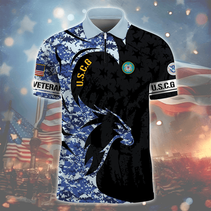 U.SApparel - Armed Force Veterans - Zipper Polo shirt , Gifts for veterans