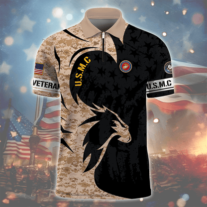 U.SApparel - Armed Force Veterans - Zipper Polo shirt , Gifts for veterans