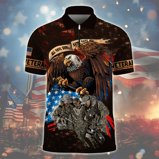 U.SApparel - All Gave Some, Some Gave All Veterans U.S - Zipper Polo , Gifts for veterans