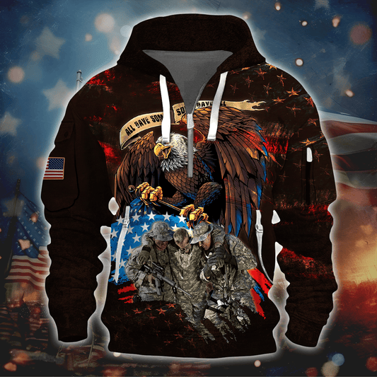 U.SApparel - All Gave Some, Some Gave All Veterans U.S - HOODIE HALF ZIPPER , Gifts for veterans