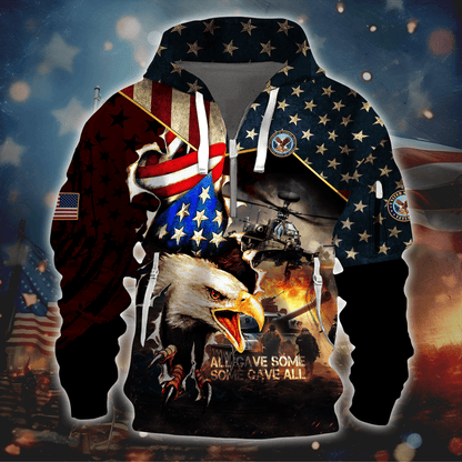 Premium U.S - All Gave Some, Some Gave All - Hoodie Half Zipper , Gifts for veterans