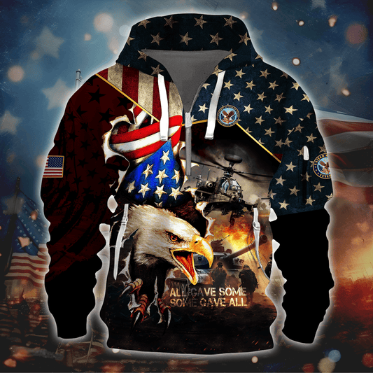Premium U.S - All Gave Some, Some Gave All - Hoodie Half Zipper , Gifts for veterans