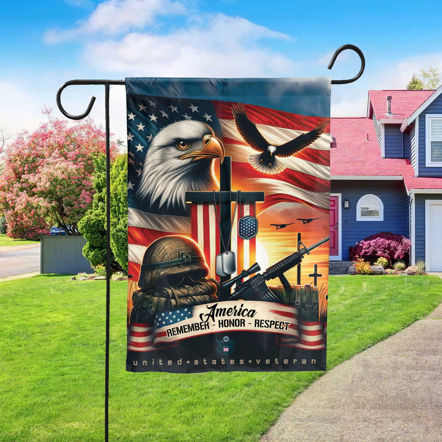 PREMIUM PROUDLY SERVED US VETERANS - FLAG , Gifts for veterans