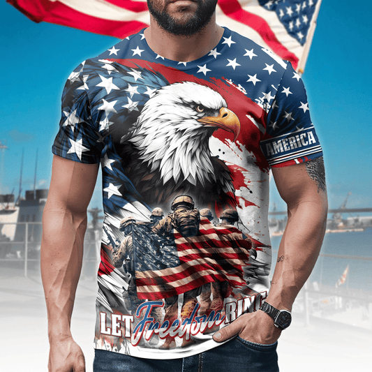 Let Freedom Ring, Independence Day, Veterans Day, T-Shirt , Gifts for veterans, easychoo.com