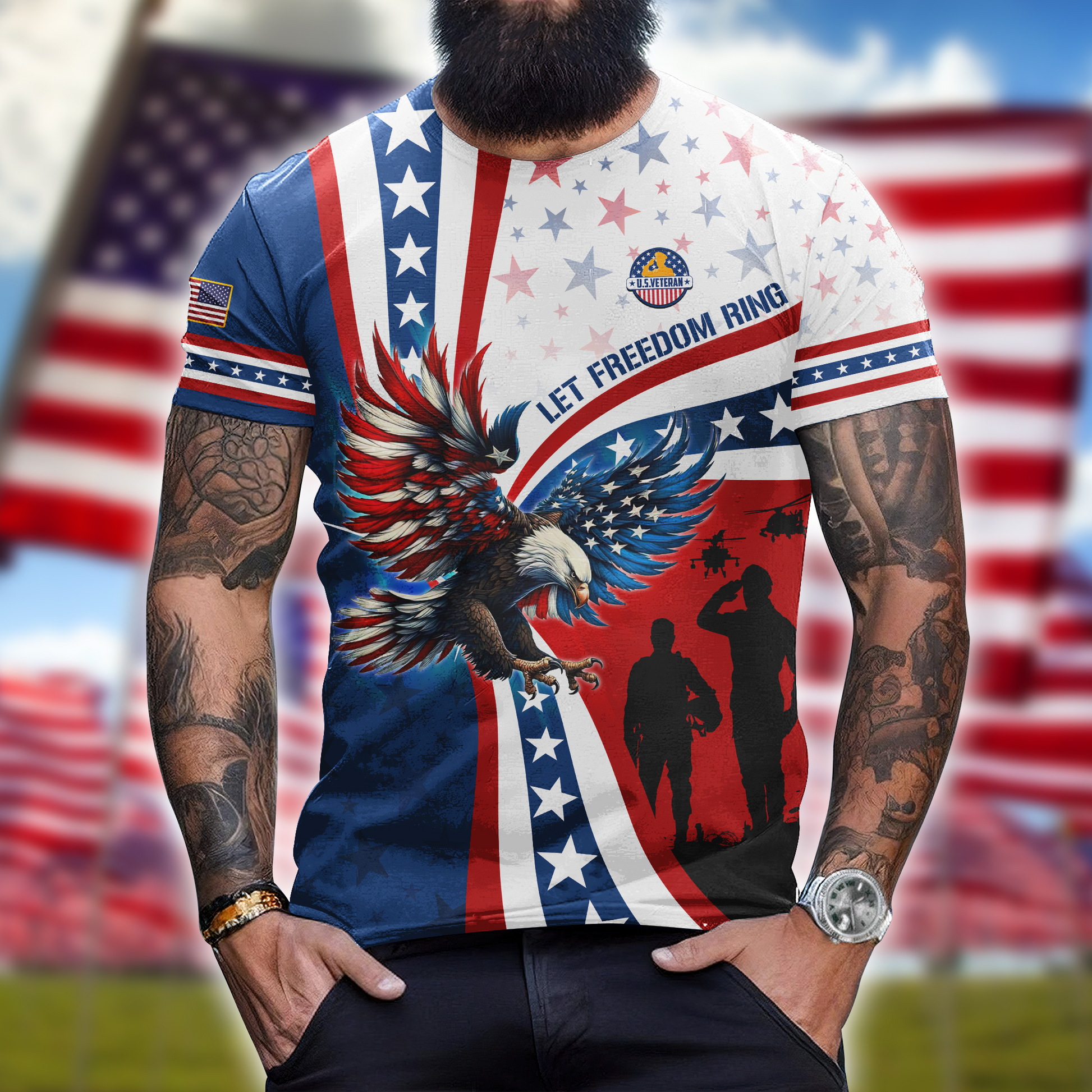 Apparel - Let Freedom Ring - Veterans Day, T-Shirt , Gifts for veterans, easychoo.com