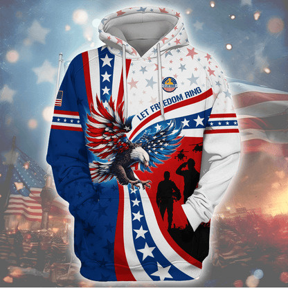 Apparel - Let Freedom Ring - Veterans Day, Zip Hoodie , Gifts for veterans