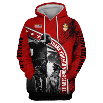 Personalized Dog Name - Thank You For Your Service - Zip Hoodie , Gifts for veterans, easychoo.com