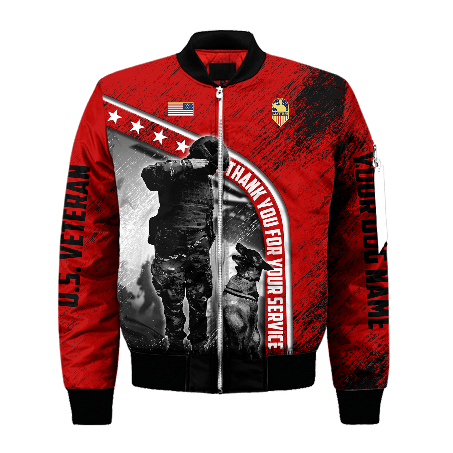 Personalized Dog Name - Thank You For Your Service - Zip Hoodie , Gifts for veterans, easychoo.com