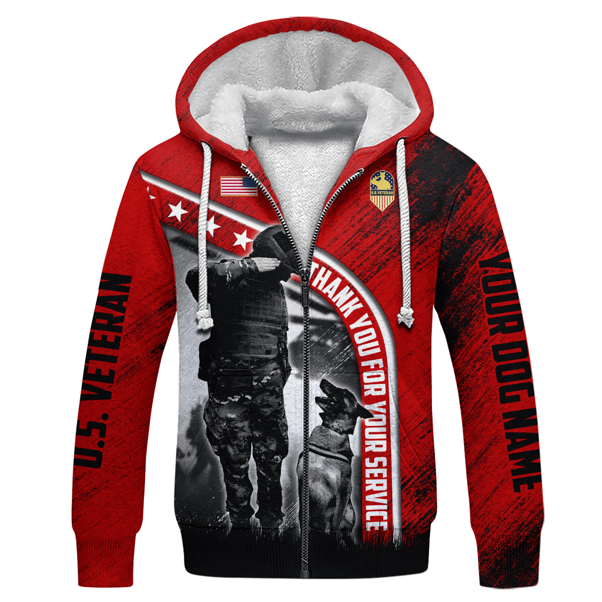 Personalized Dog Name - Thank You For Your Service - Zip Hoodie , Gifts for veterans, easychoo.com