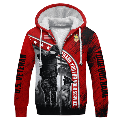 Personalized Dog Name - Thank You For Your Service - Zip Hoodie , Gifts for veterans, easychoo.com