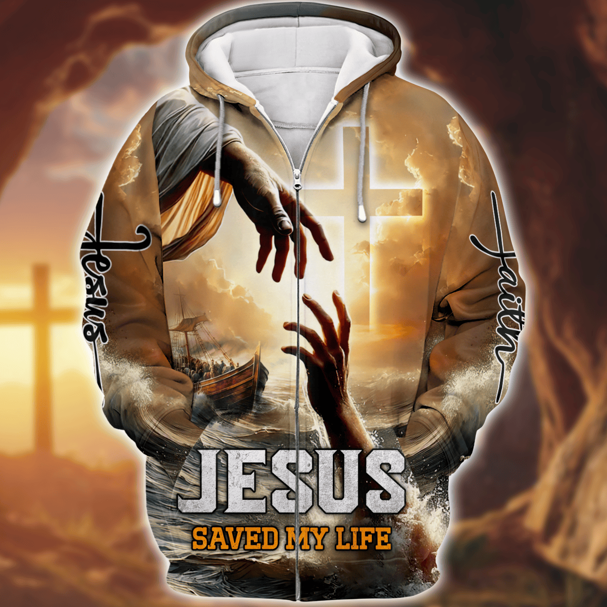 Apparel - Jesus saved my life - Zip Hoodie, easychoo.com