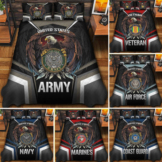 Premium Eagle US Veterans Bedding Set, Gifts For Independence Day, Father's Day, Veterans Day, Gifts For Dad, Gifts For Husband Veteran da290702