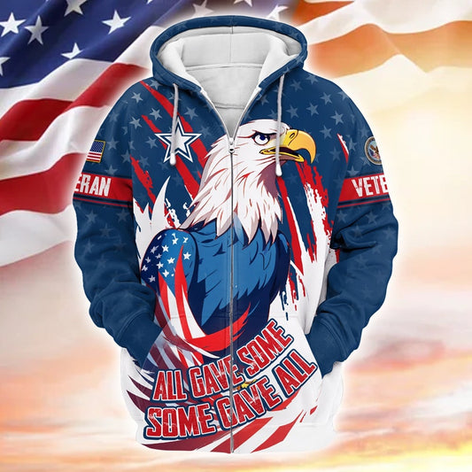 U.S. Veterans, All Gave Some - Some Gave All, Zip Hoodie , Gifts for veterans
