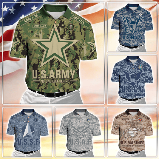Personalized Name, Camo, Uniforms of the United States Armed Forces , Polo Shirt , Gifts for veterans