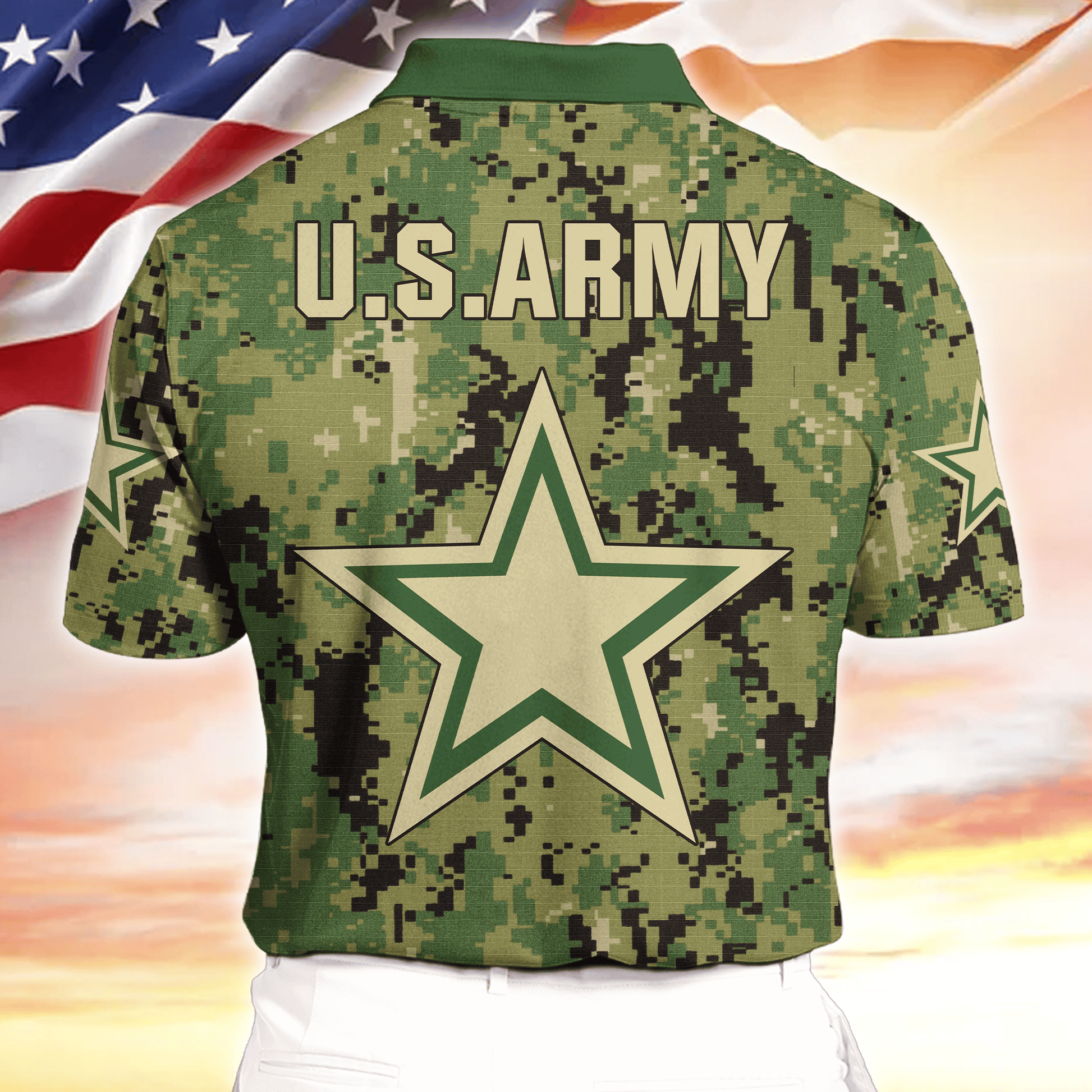 Personalized Name, Camo, Uniforms of the United States Armed Forces , Polo Shirt , Gifts for veterans