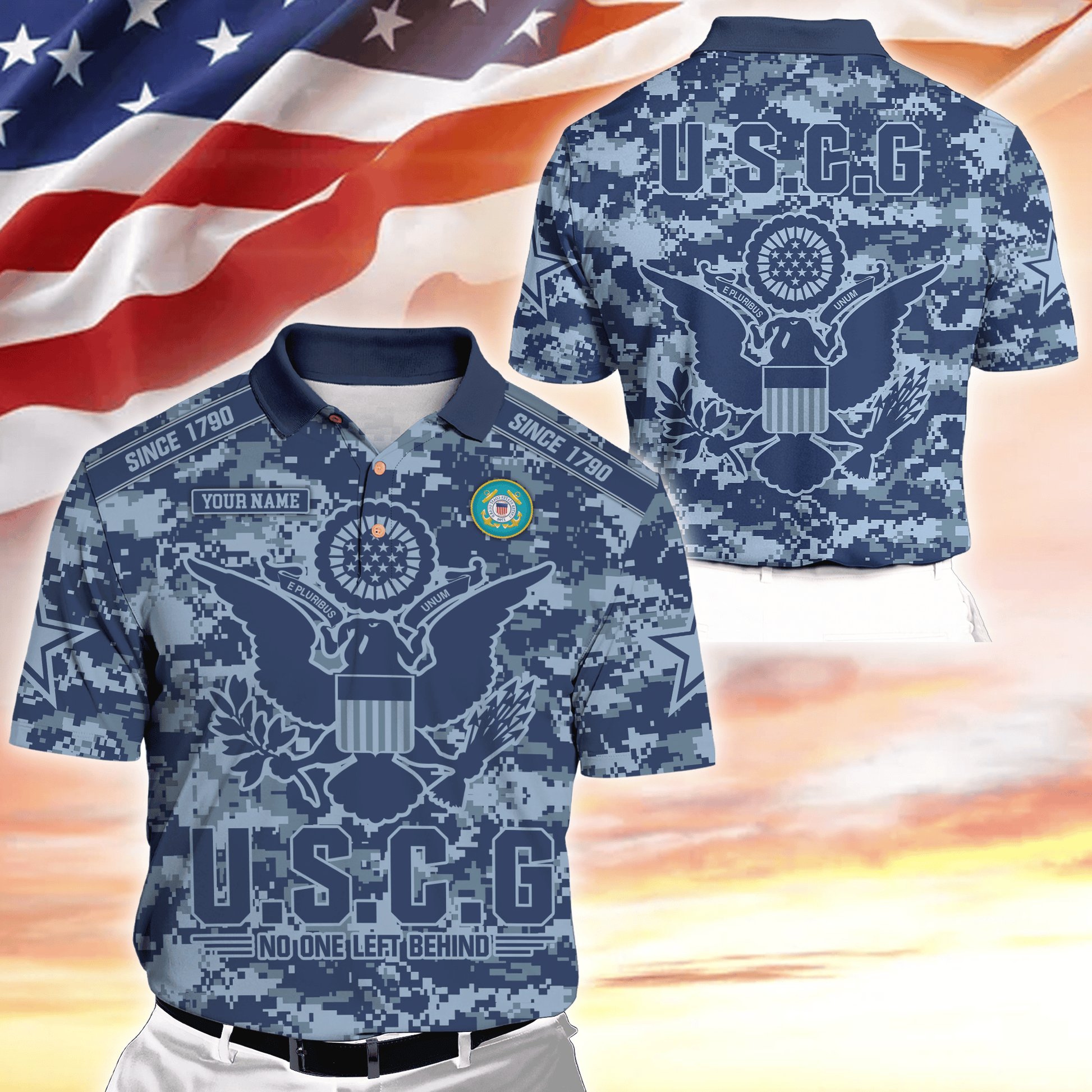 Personalized Name, Camo, Uniforms of the United States Armed Forces , Polo Shirt , Gifts for veterans