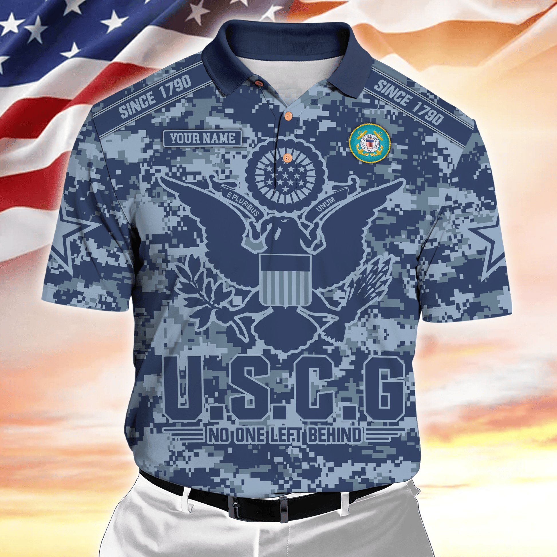 Personalized Name, Camo, Uniforms of the United States Armed Forces , Polo Shirt , Gifts for veterans