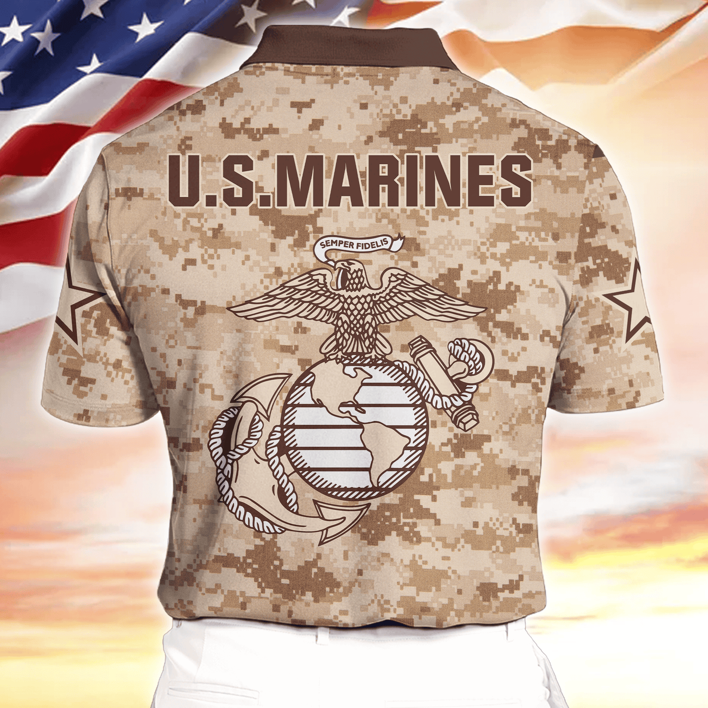 Personalized Name, Camo, Uniforms of the United States Armed Forces , Polo Shirt , Gifts for veterans
