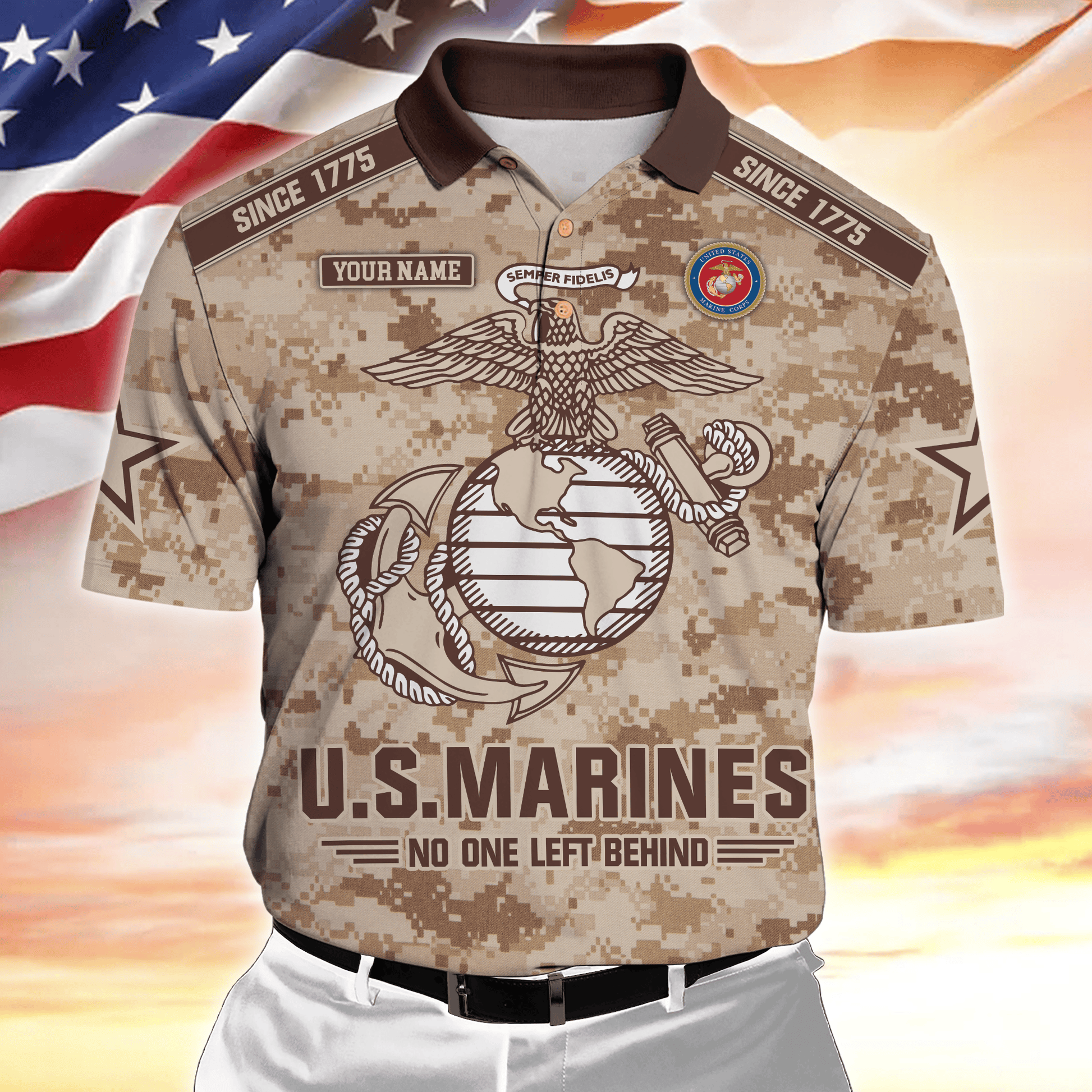 Personalized Name, Camo, Uniforms of the United States Armed Forces , Polo Shirt , Gifts for veterans