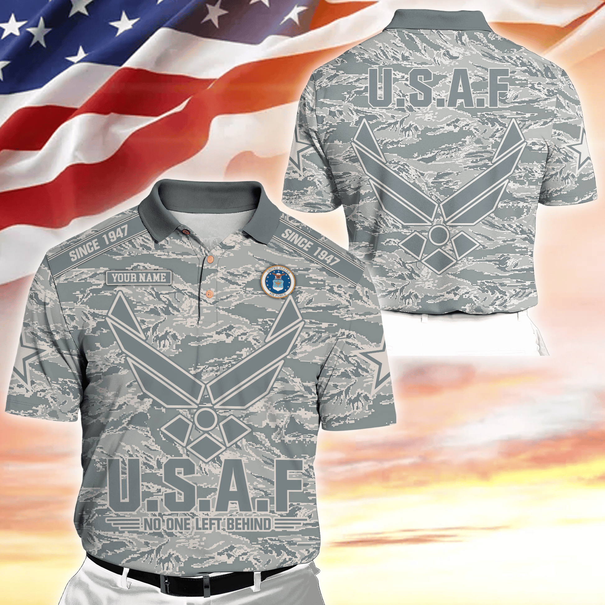 Personalized Name, Camo, Uniforms of the United States Armed Forces , Polo Shirt , Gifts for veterans