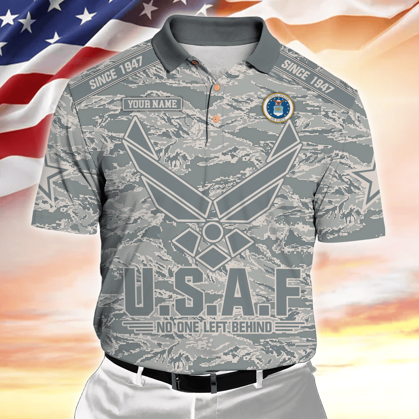 Personalized Name, Camo, Uniforms of the United States Armed Forces , Polo Shirt , Gifts for veterans
