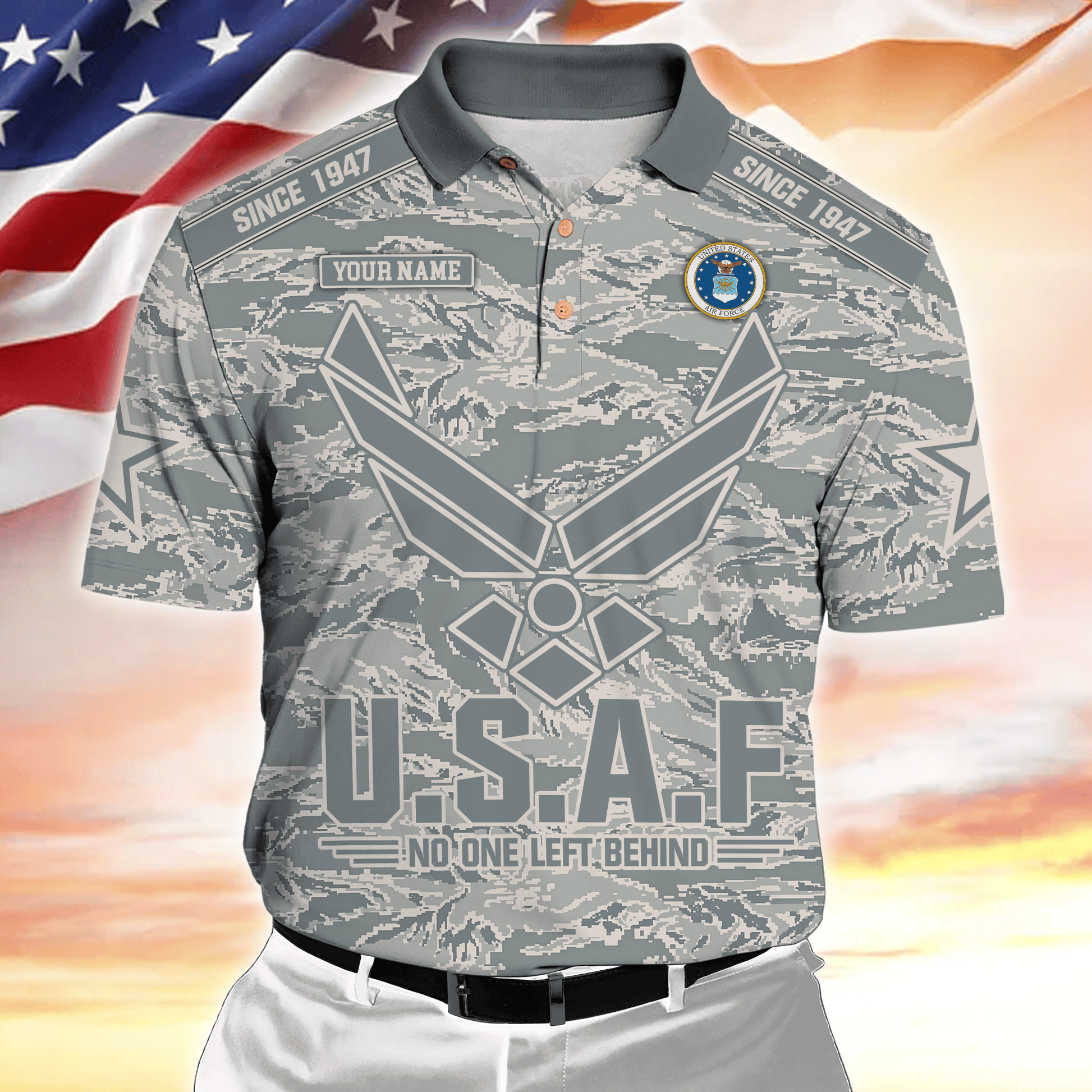 Personalized Name, Camo, Uniforms of the United States Armed Forces , Polo Shirt , Gifts for veterans