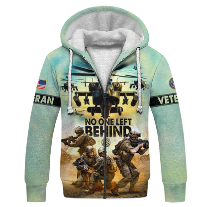 U.S. Veterans, No One Left Behind, Zip Hoodie , Gifts for veterans