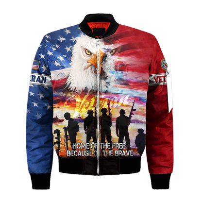 U.S. Veterans, Home Of The Free Because Of The Brave, Zip Hoodie , Gifts for veterans