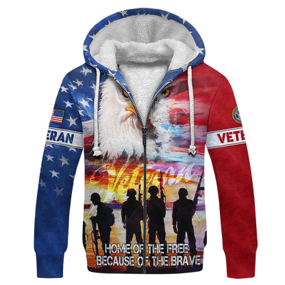 U.S. Veterans, Home Of The Free Because Of The Brave, Zip Hoodie , Gifts for veterans