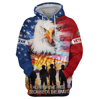 U.S. Veterans, Home Of The Free Because Of The Brave, Zip Hoodie , Gifts for veterans