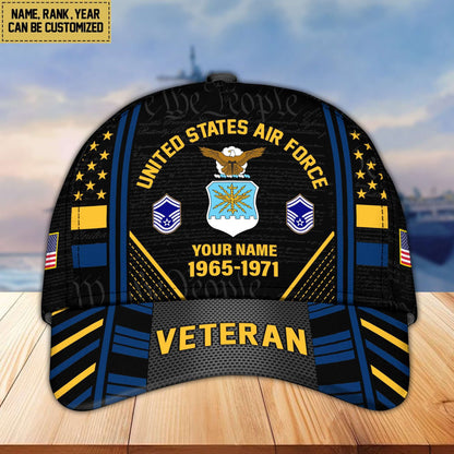 Premium Custom Name, Rank, Years Of Service US Veterans Cap da060801