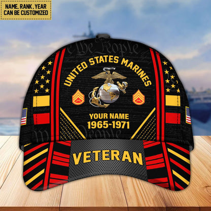 Premium Custom Name, Rank, Years Of Service US Veterans Cap da060801