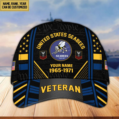 Premium Custom Name, Rank, Years Of Service US Veterans Cap da060801