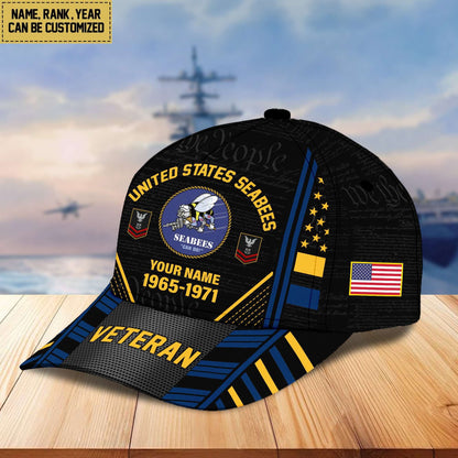 Premium Custom Name, Rank, Years Of Service US Veterans Cap da060801