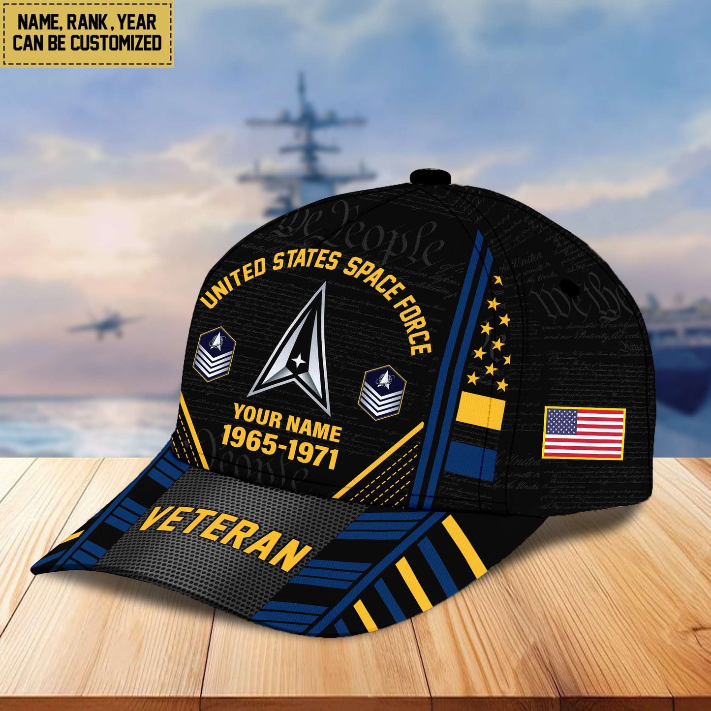 Premium Custom Name, Rank, Years Of Service US Veterans Cap da060801