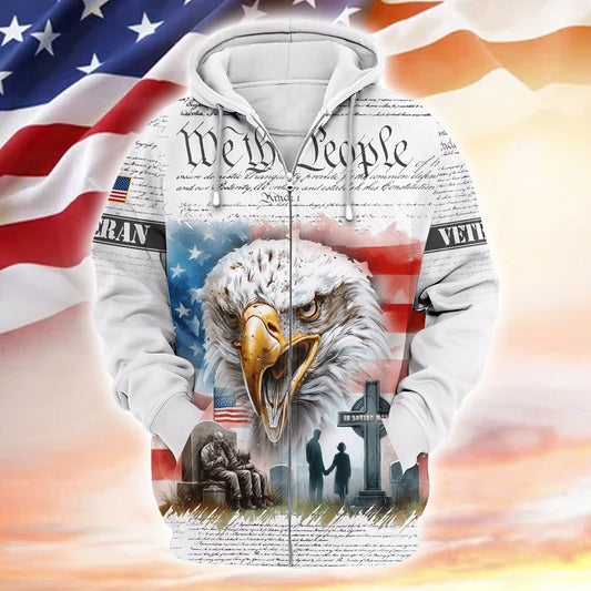 Proudly Served US Veterans, We The People, Zip Hoodie