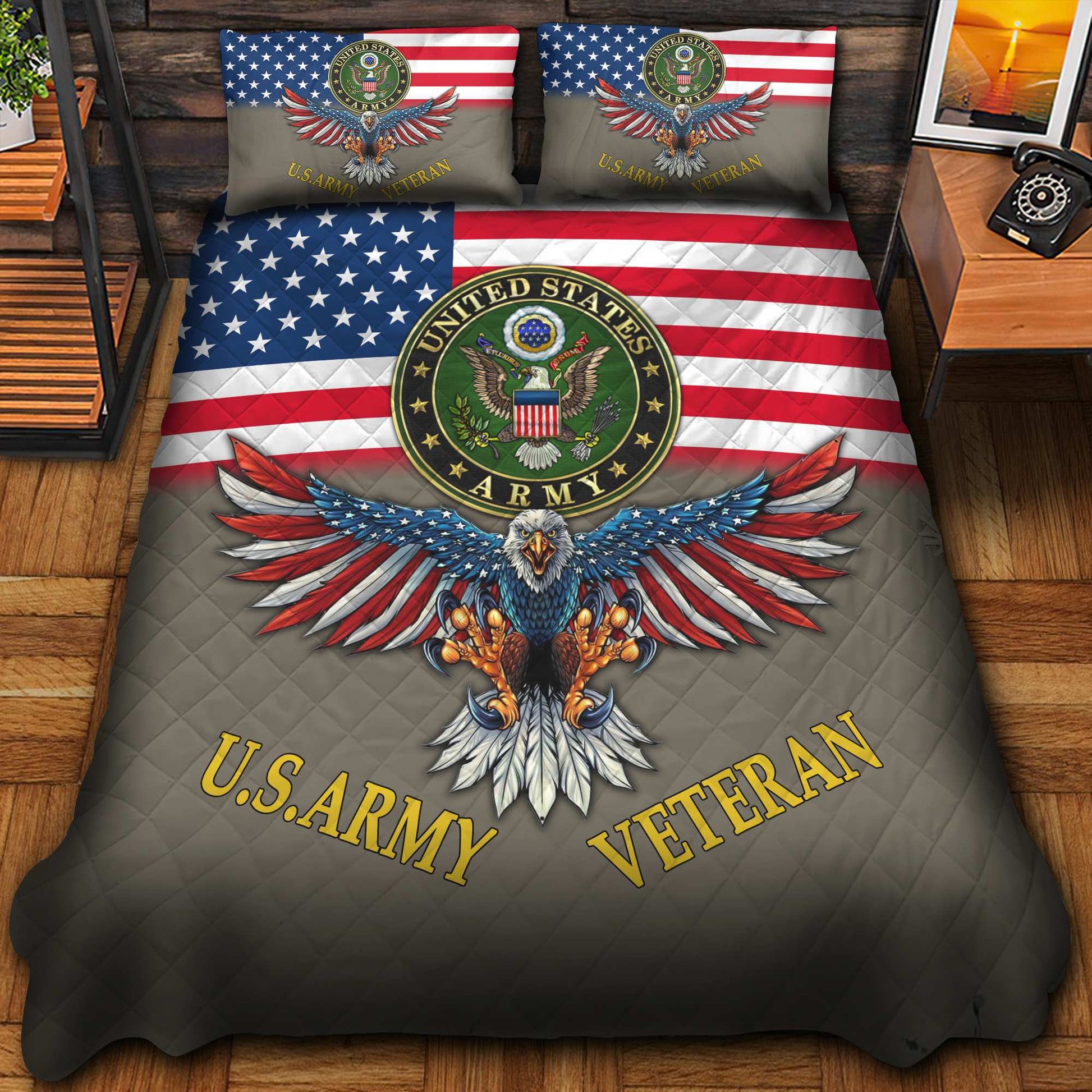 Premium Multiple US Military Services Veteran Bedding Set huda240903