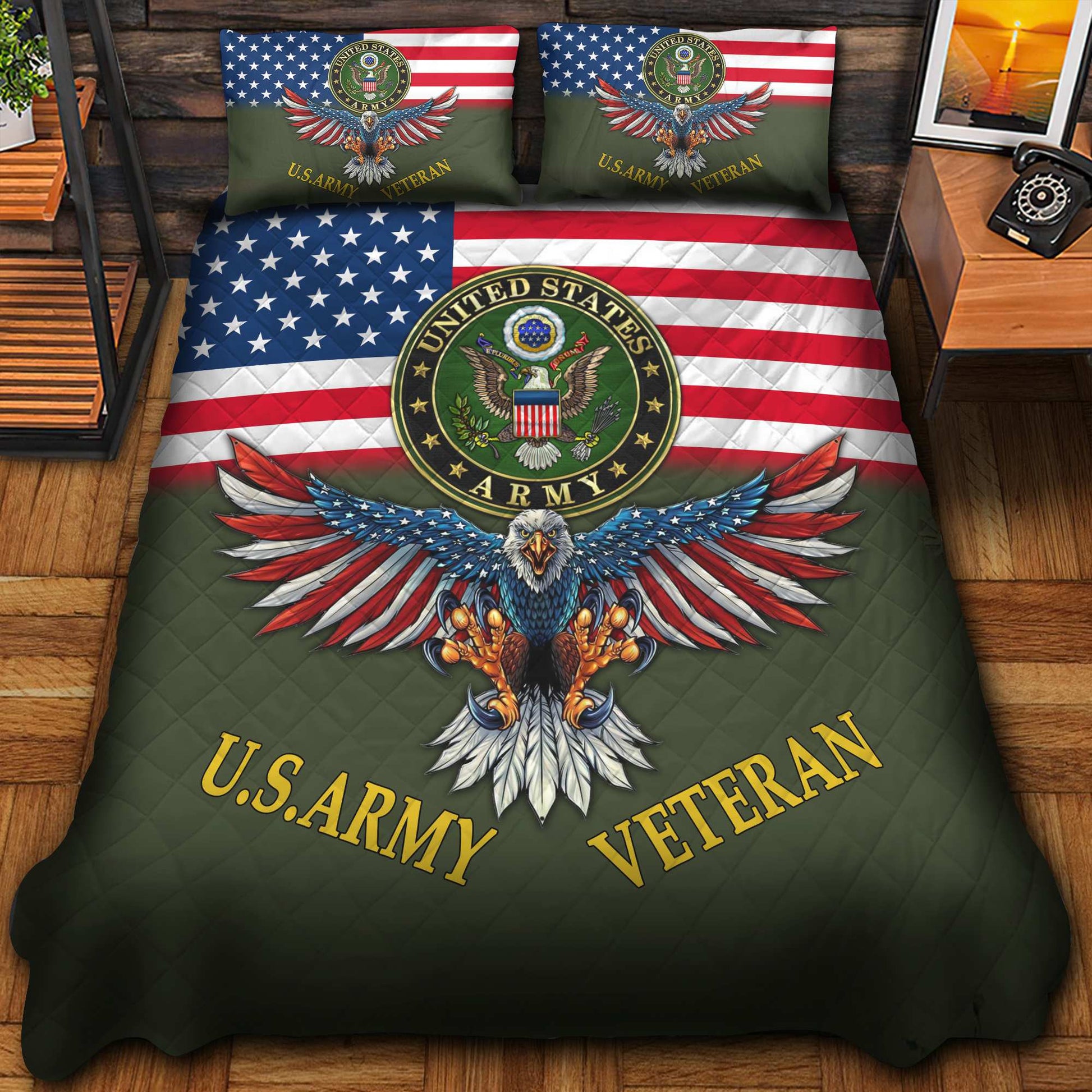 Premium Multiple US Military Services Veteran Bedding Set huda240903