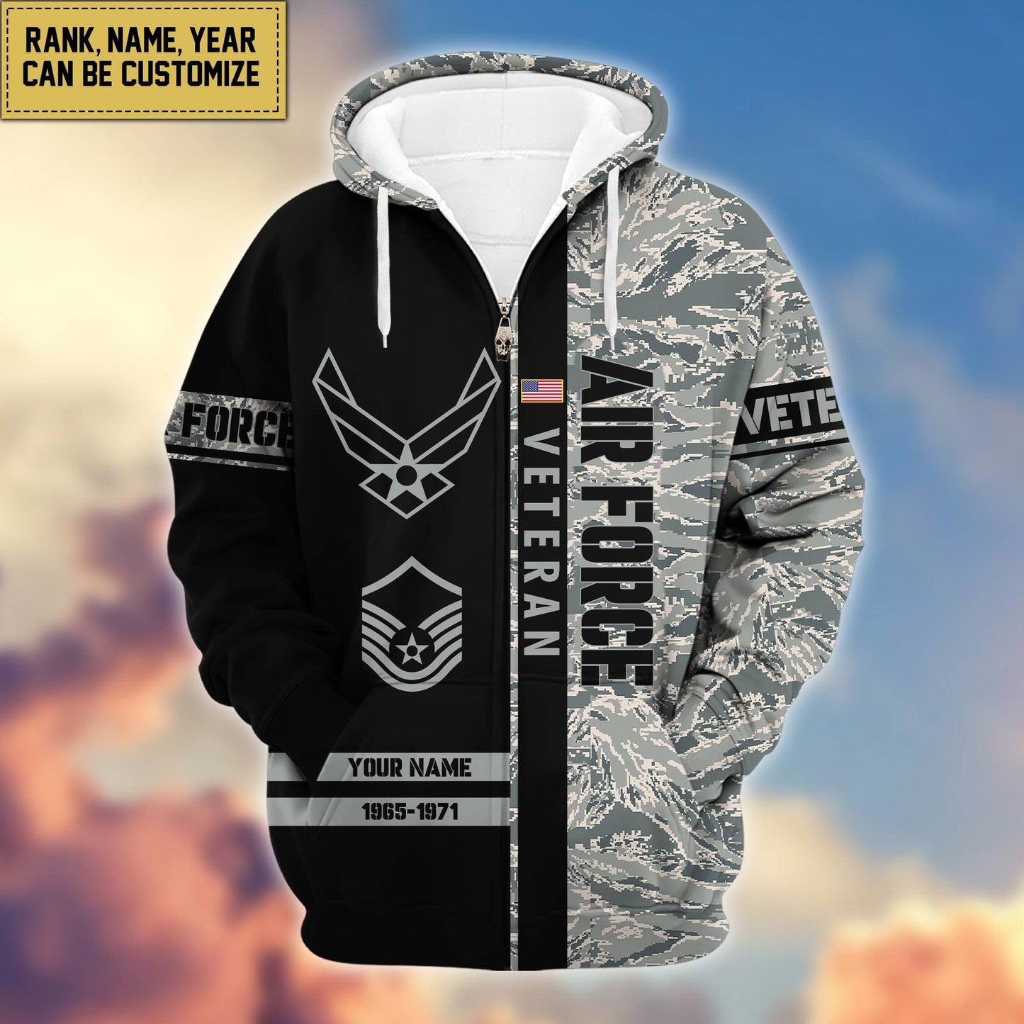 Premium Personalized Camo Soldiers US Veterans Zip Hoodie HB141203, easychoo.com