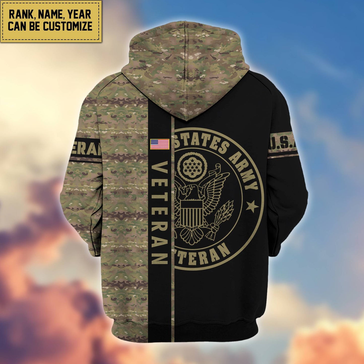 Premium Personalized Camo Soldiers US Veterans Zip Hoodie HB141203, easychoo.com