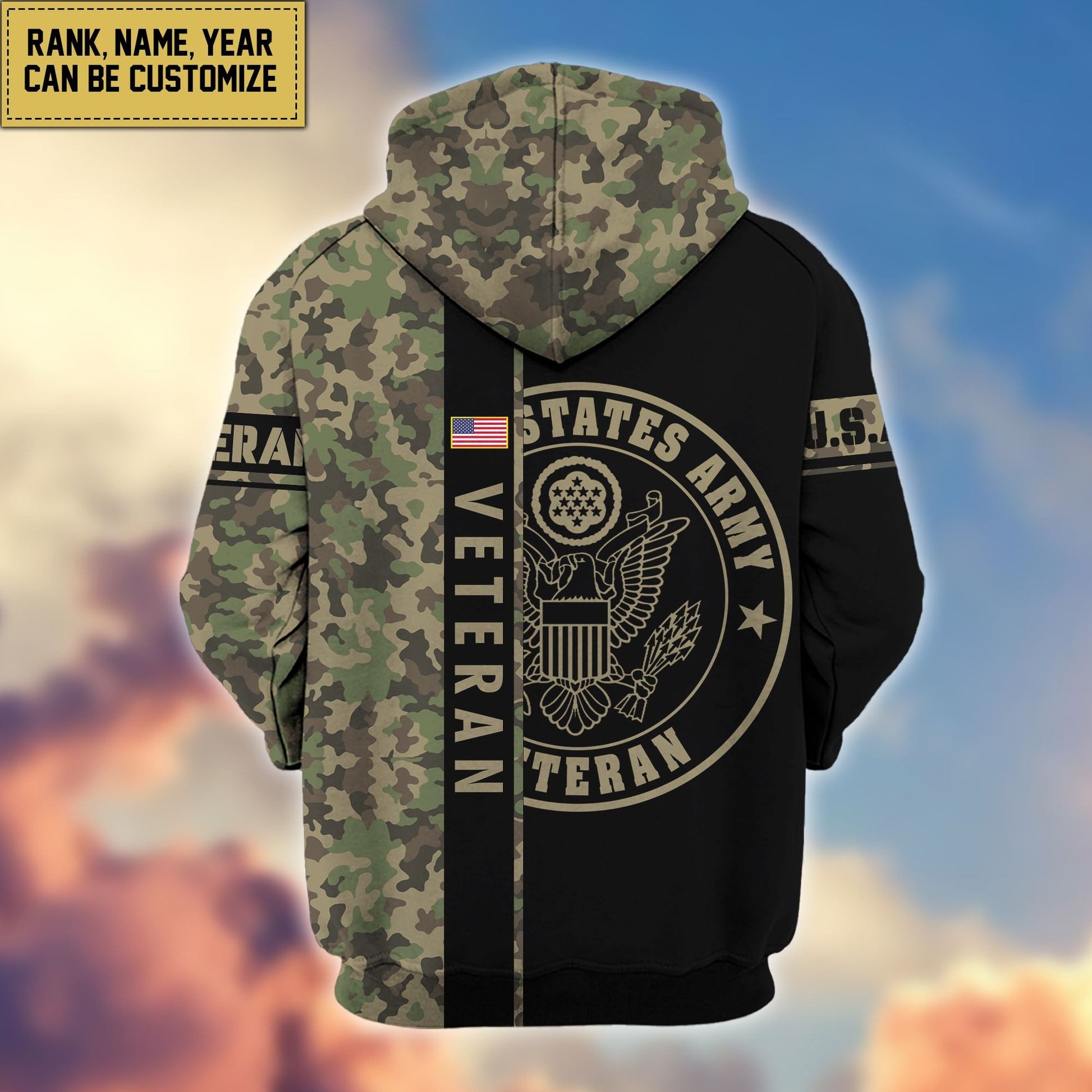 Premium Personalized Camo Soldiers US Veterans Zip Hoodie HB141203, easychoo.com