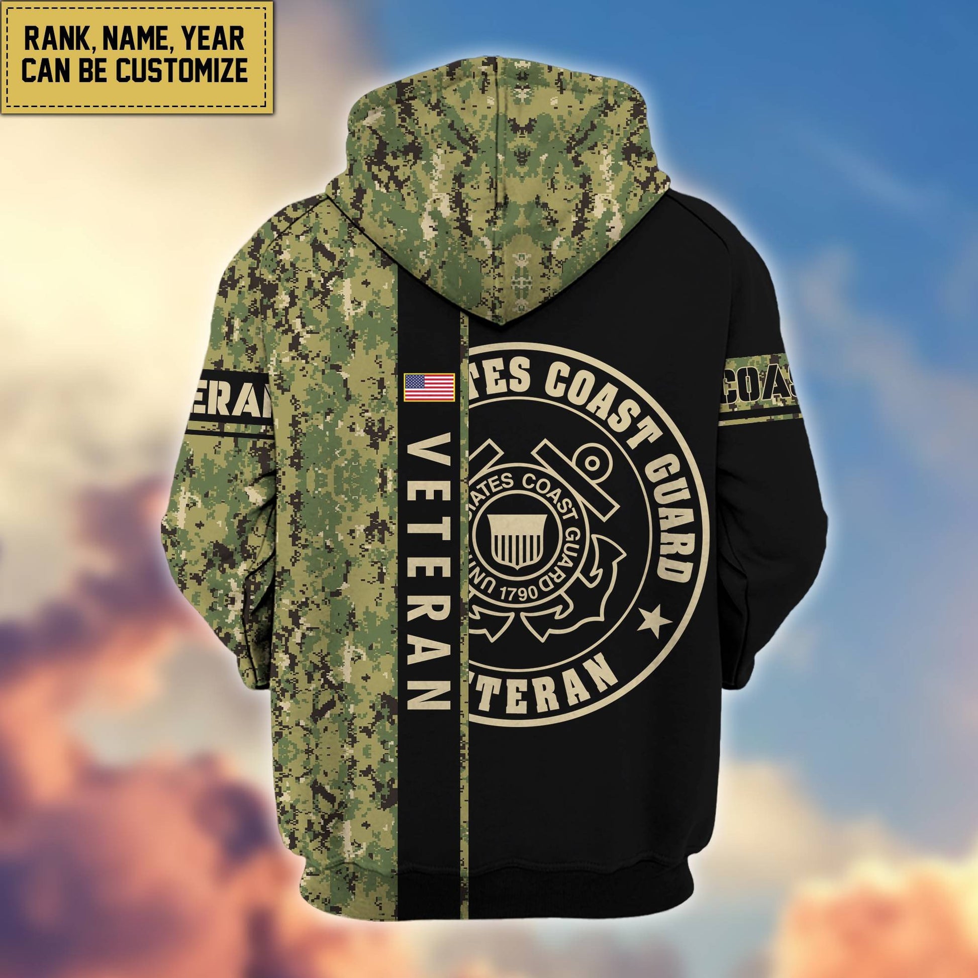 Premium Personalized Camo Soldiers US Veterans Zip Hoodie HB141203, easychoo.com