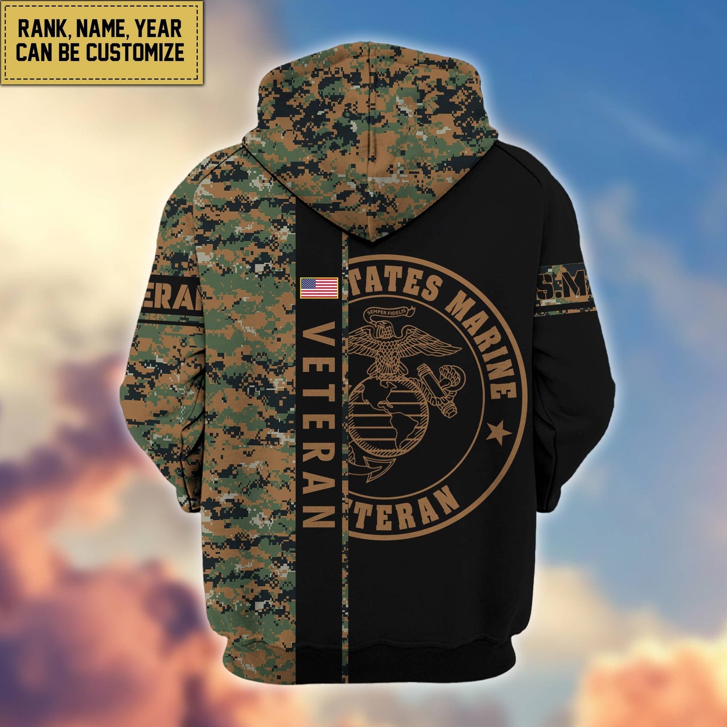 Premium Personalized Camo Soldiers US Veterans Zip Hoodie HB141203, easychoo.com