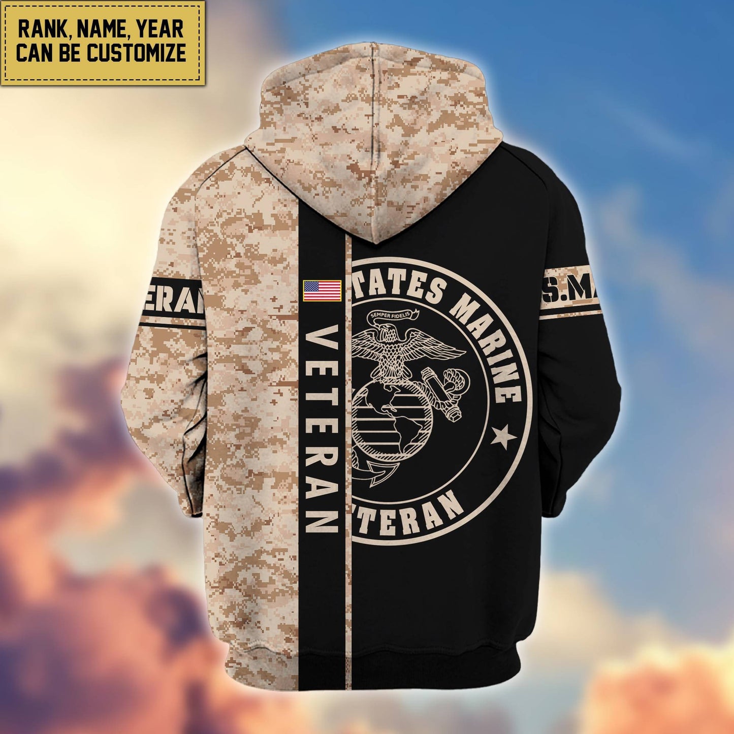 Premium Personalized Camo Soldiers US Veterans Zip Hoodie HB141203, easychoo.com