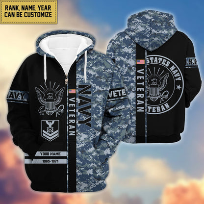 Premium Personalized Camo Soldiers US Veterans Zip Hoodie HB141203, easychoo.com