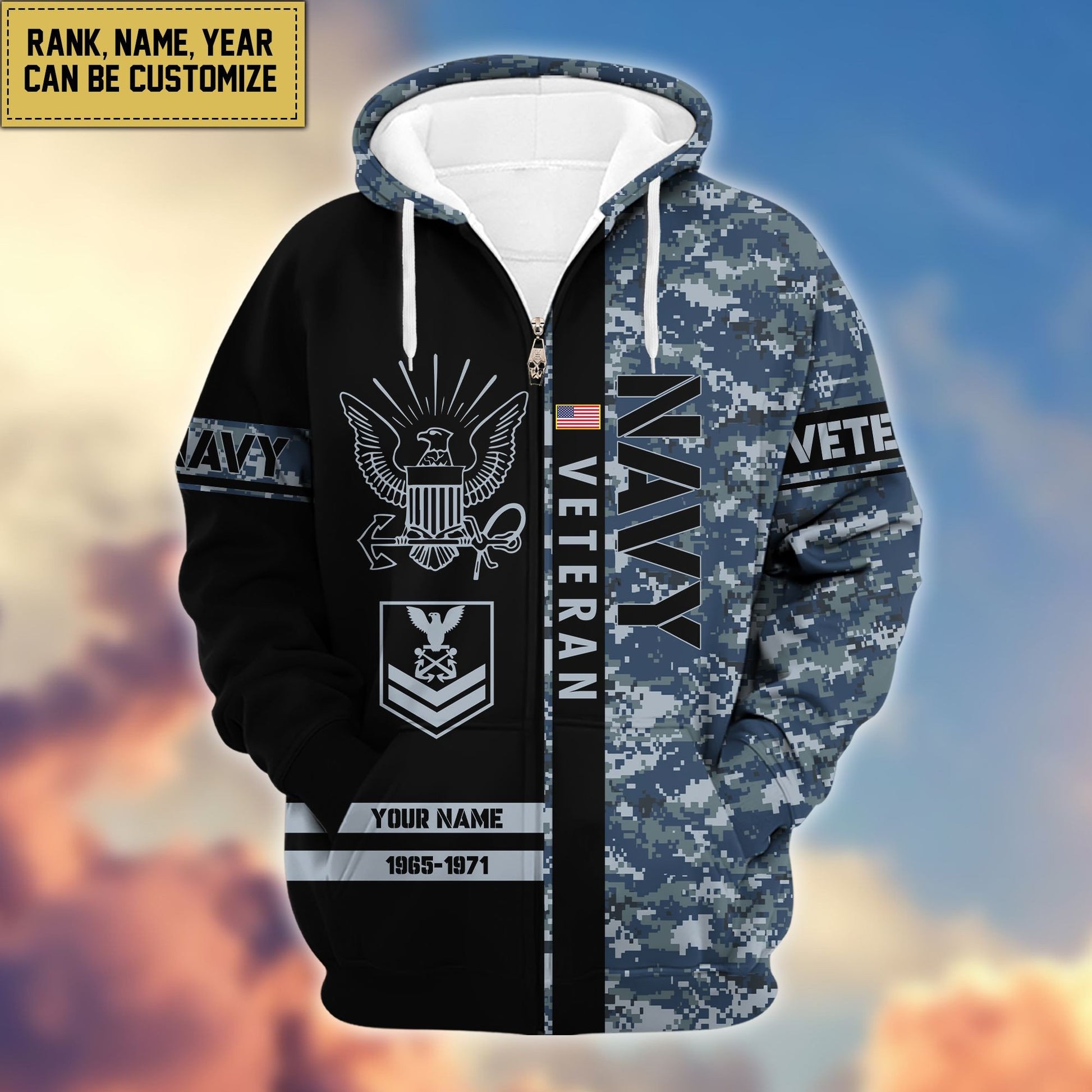 Premium Personalized Camo Soldiers US Veterans Zip Hoodie HB141203, easychoo.com