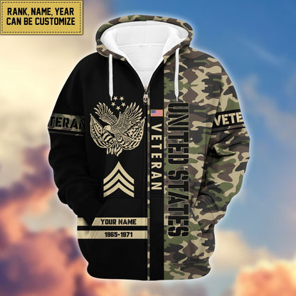 Premium Personalized Camo Soldiers US Veterans Zip Hoodie HB141203, easychoo.com